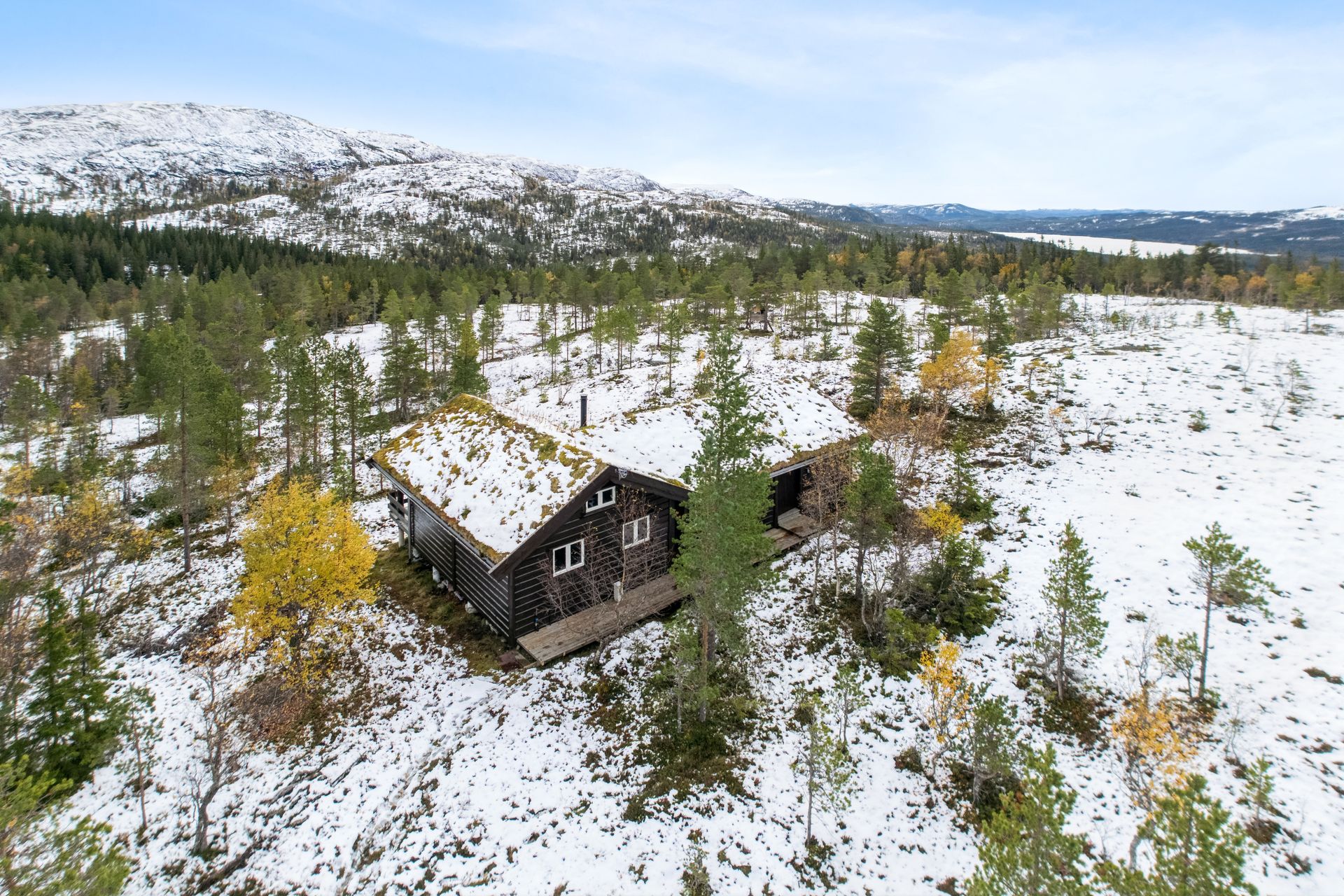 Sjarmerende og solid hytte i tradisjonell stil med torvtak og mørkt treverk – oppført i 2011.. Bilde nummer 3 av 3