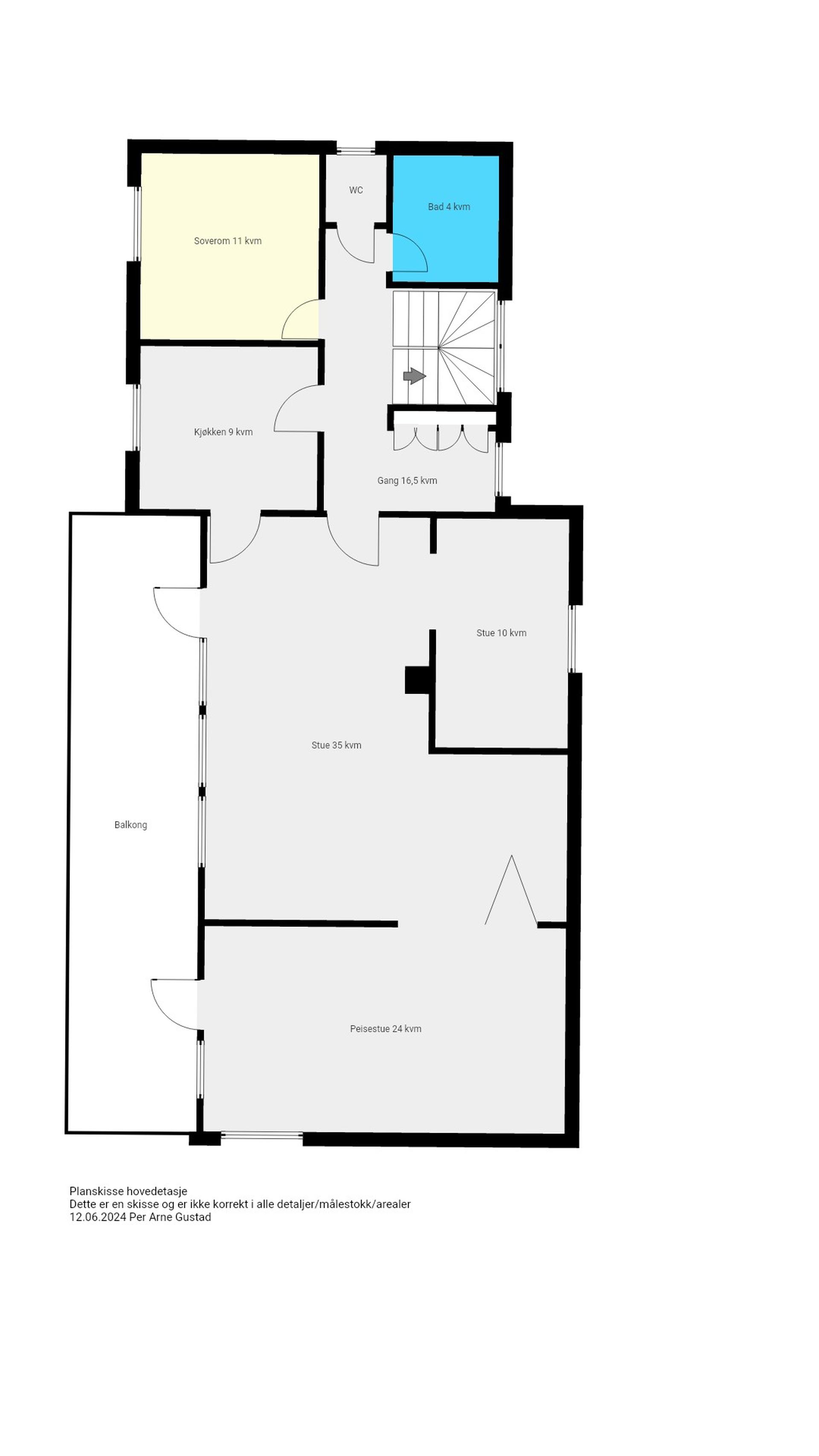 Planskisse - Hovedetasje. Bilde nummer 3 av 3