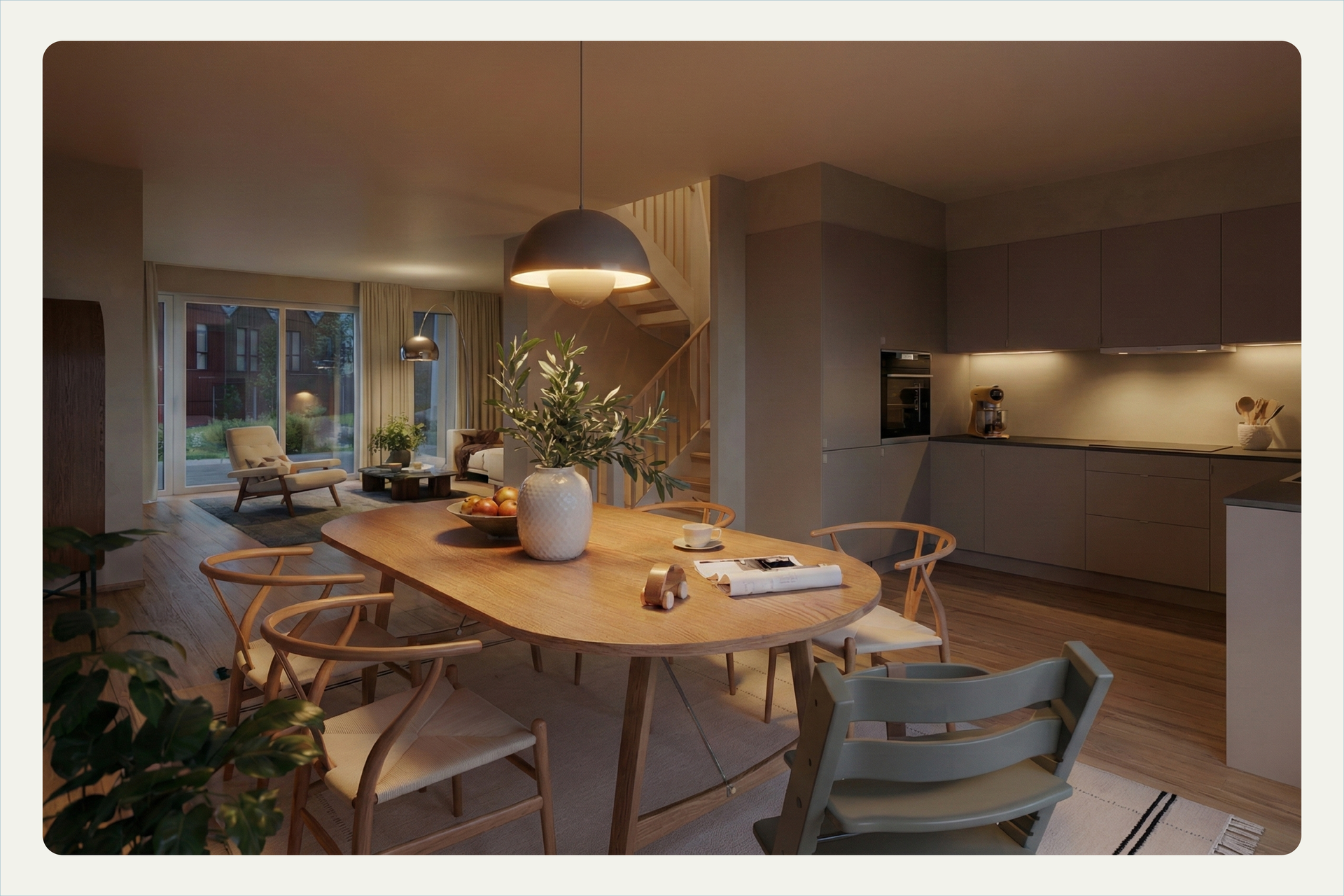 EiendomsMegler 1 har gleden av å presentere et moderne og arealeffektivt rekkehus over to plan – en bolig som kombinerer smarte planløsninger, høy bokomfort og kvaliteter som gjør hverdagen både enklere og mer komfortabel. Illustrasjon, avvik vil forekomme. Bilde nummer 1 av 3