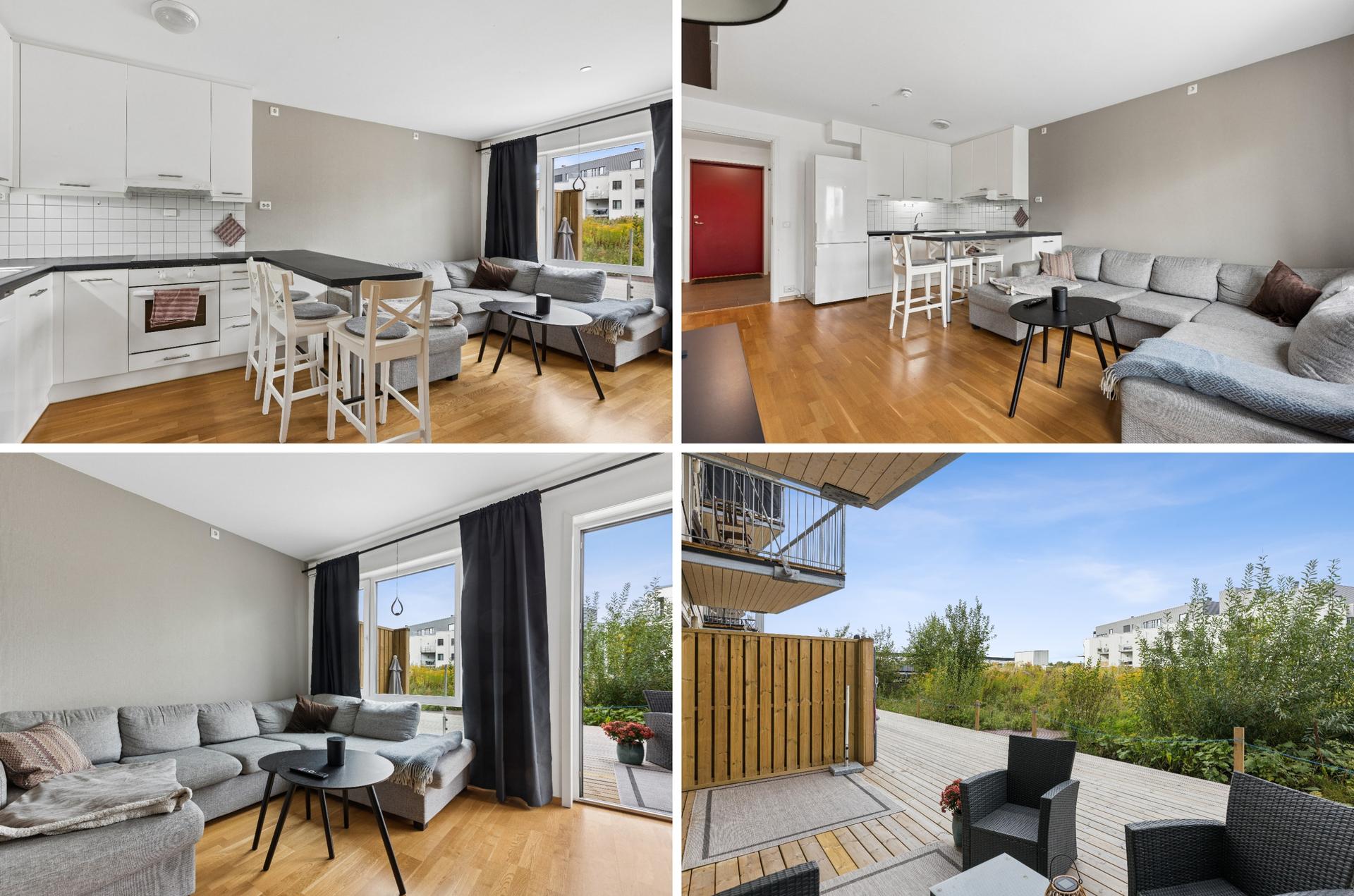 Velkommen til Åråssvingen 9! Foto: [Efkt/Paul Smith] Leiligheten byr på lyse og nøytrale overflater. . Bilde nummer 1 av 3