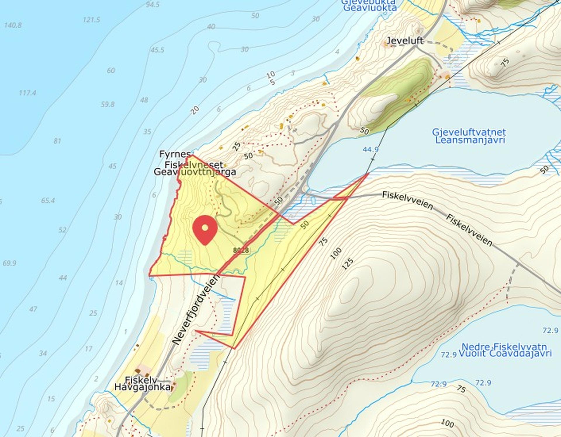 Kartutsnitt som viser eiendommens plassering og grenser.. Bilde nummer 3 av 3