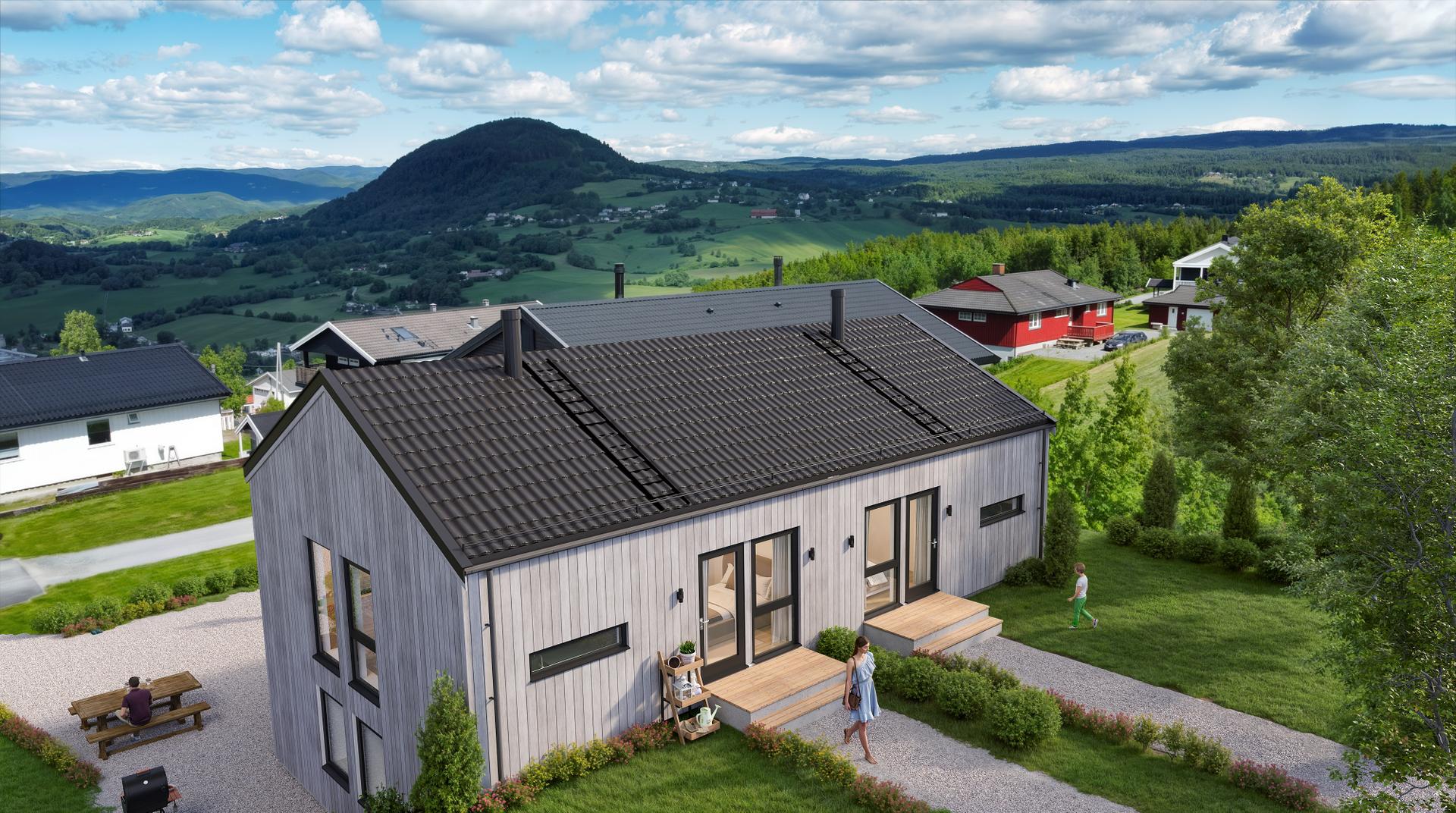 Boligen ligger fint til på utsiktstomt i populært område på nytt boligfelt, øverst i Julibakka. Bilde nummer 2 av 3
