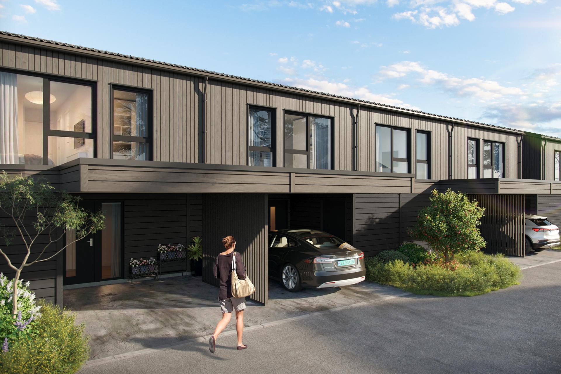 Fasade ved inngangsparti/carport ( illustrasjonsfoto ). Bilde nummer 2 av 3