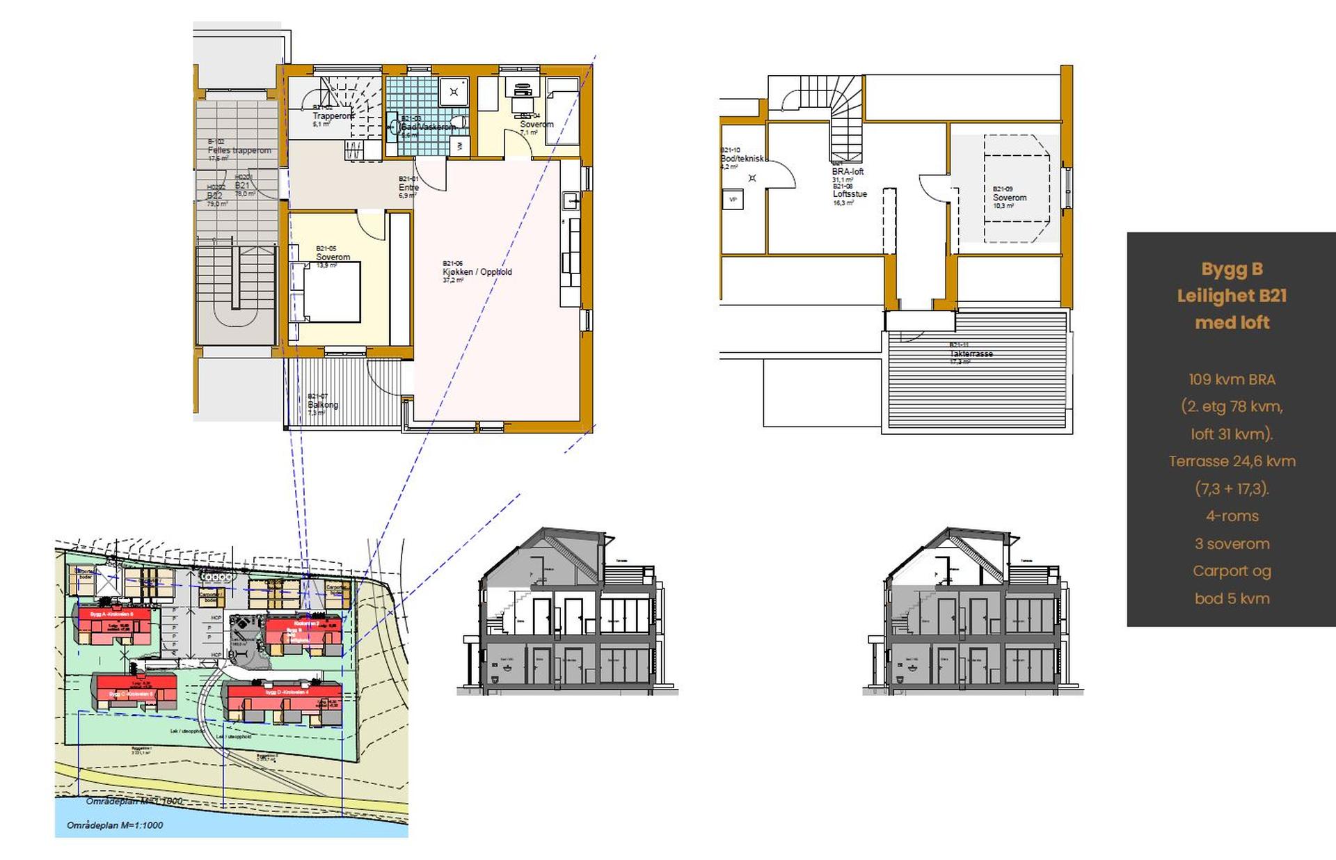 Plantegning leilighet B21.. Bilde nummer 1 av 3