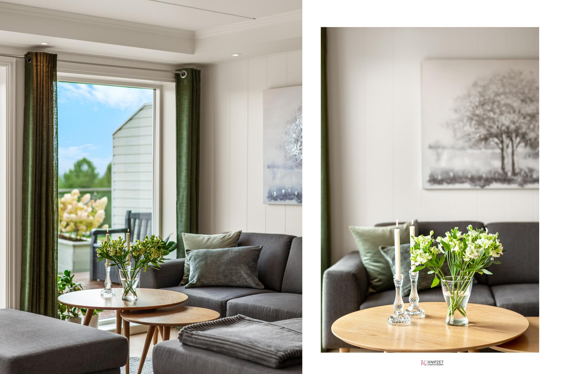 Lys og innbydende leilighet med åpen stueløsning og direkte utgang til markterrasse og hage.. Bilde nummer 3 av 3