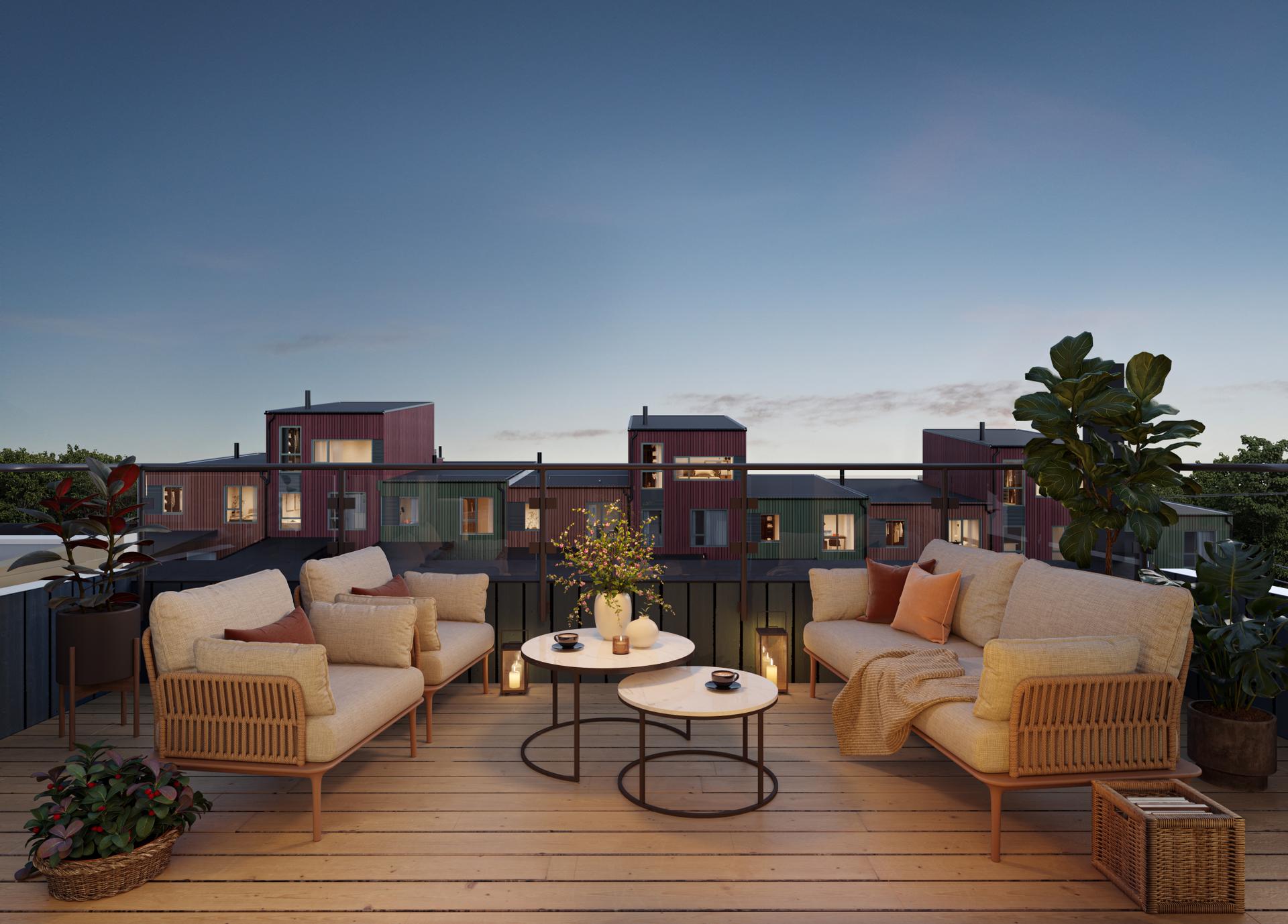 Nyt utsikten og lange sommerkvelder fra egen takterrasse. Illustrasjon, avvik vil forekomme. . Bilde nummer 2 av 3
