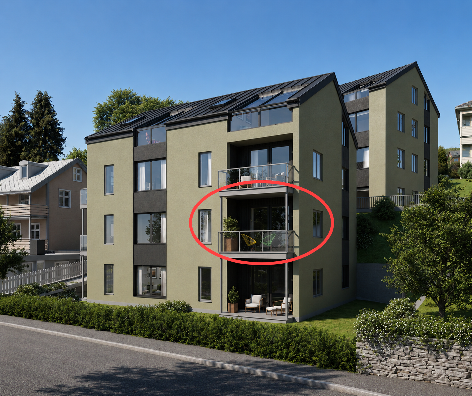 Leiligheten ligger østvendt i 2. etasje. Bilde nummer 3 av 3