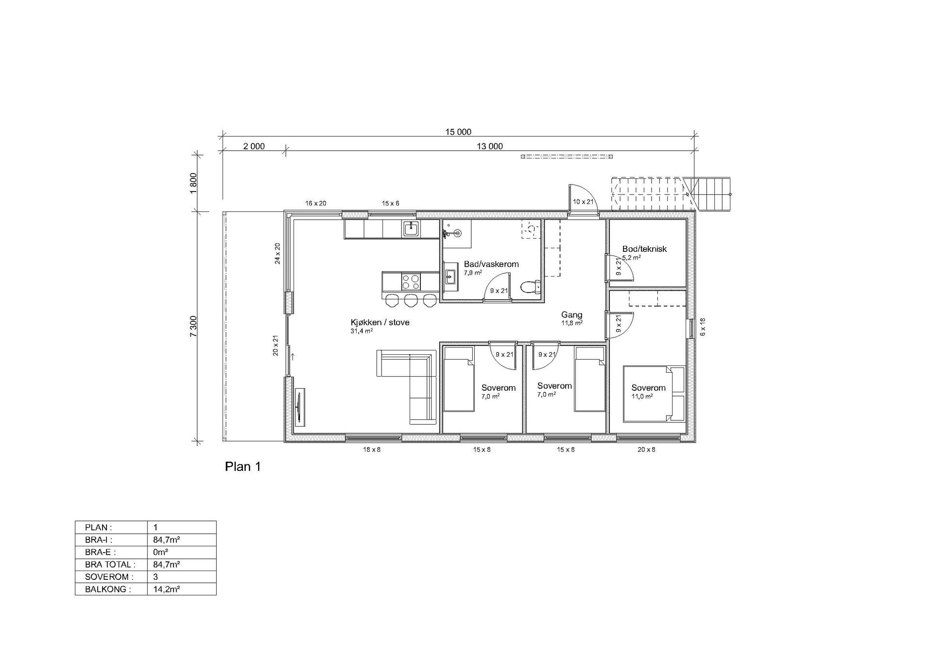 Plantegning leilighet A. Bilde nummer 3 av 3