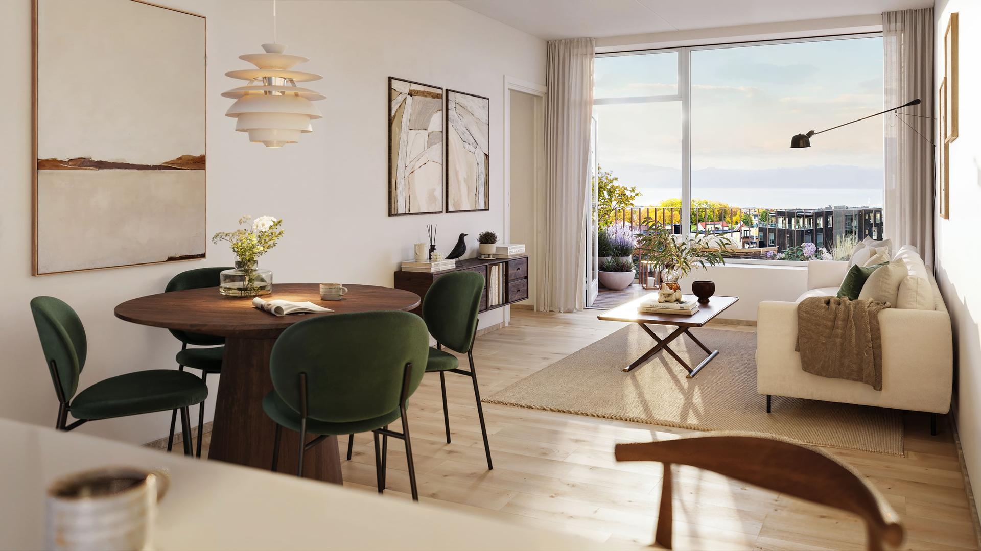 EiendomsMegler 1 v/ Tara  Fagerstad har gleden av å presentere en splitter ny 2-roms toppleilighet under oppføring på Overvik, med herlig uteplass og moderne standard. Illustrasjon, avvik vil forekomme. . Bilde nummer 1 av 3