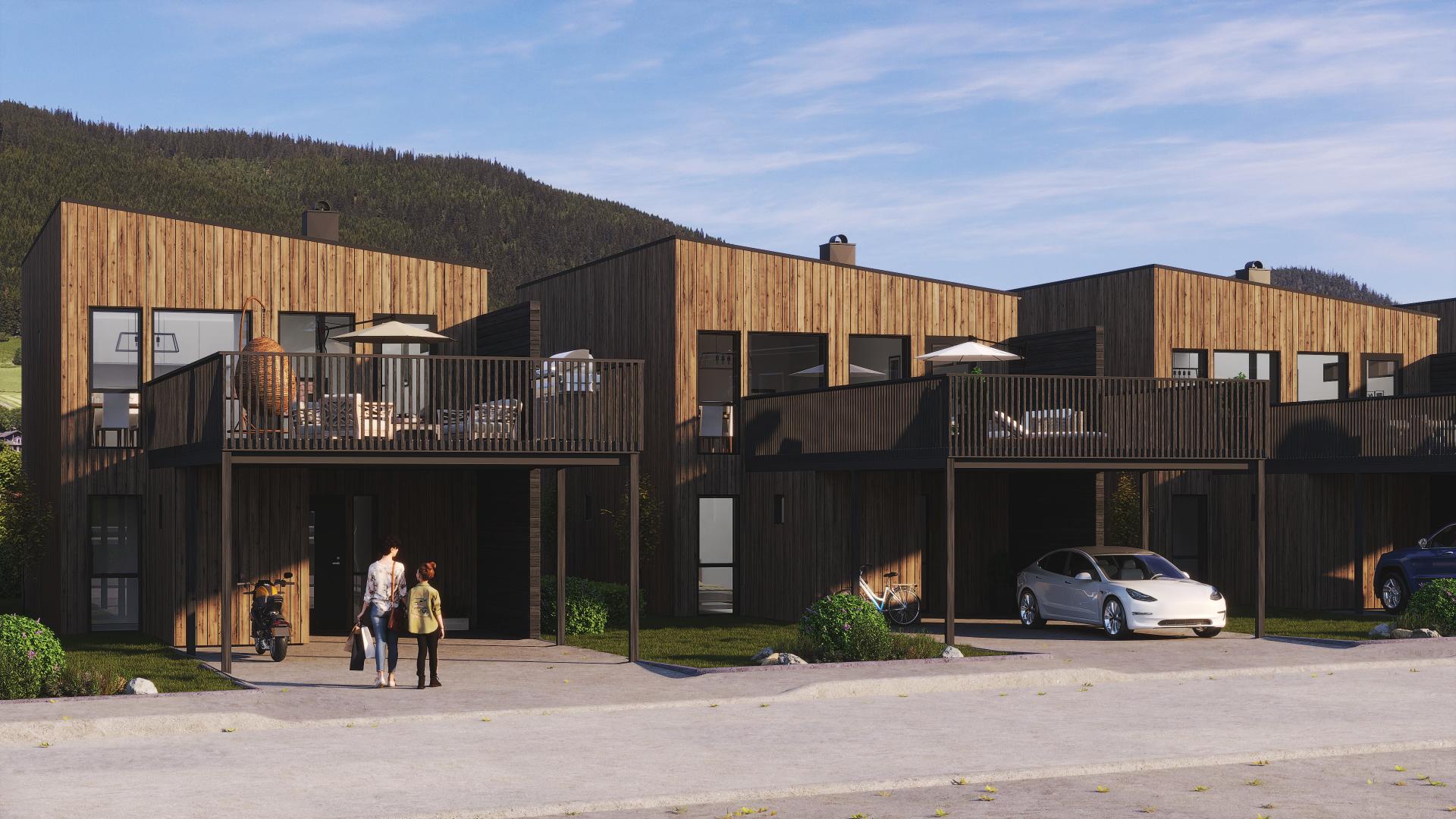 6 Flotte eneboliger med gode planløsninger, carport og store terrasser. Illustrasjonen vil avvike. Bilde nummer 1 av 3