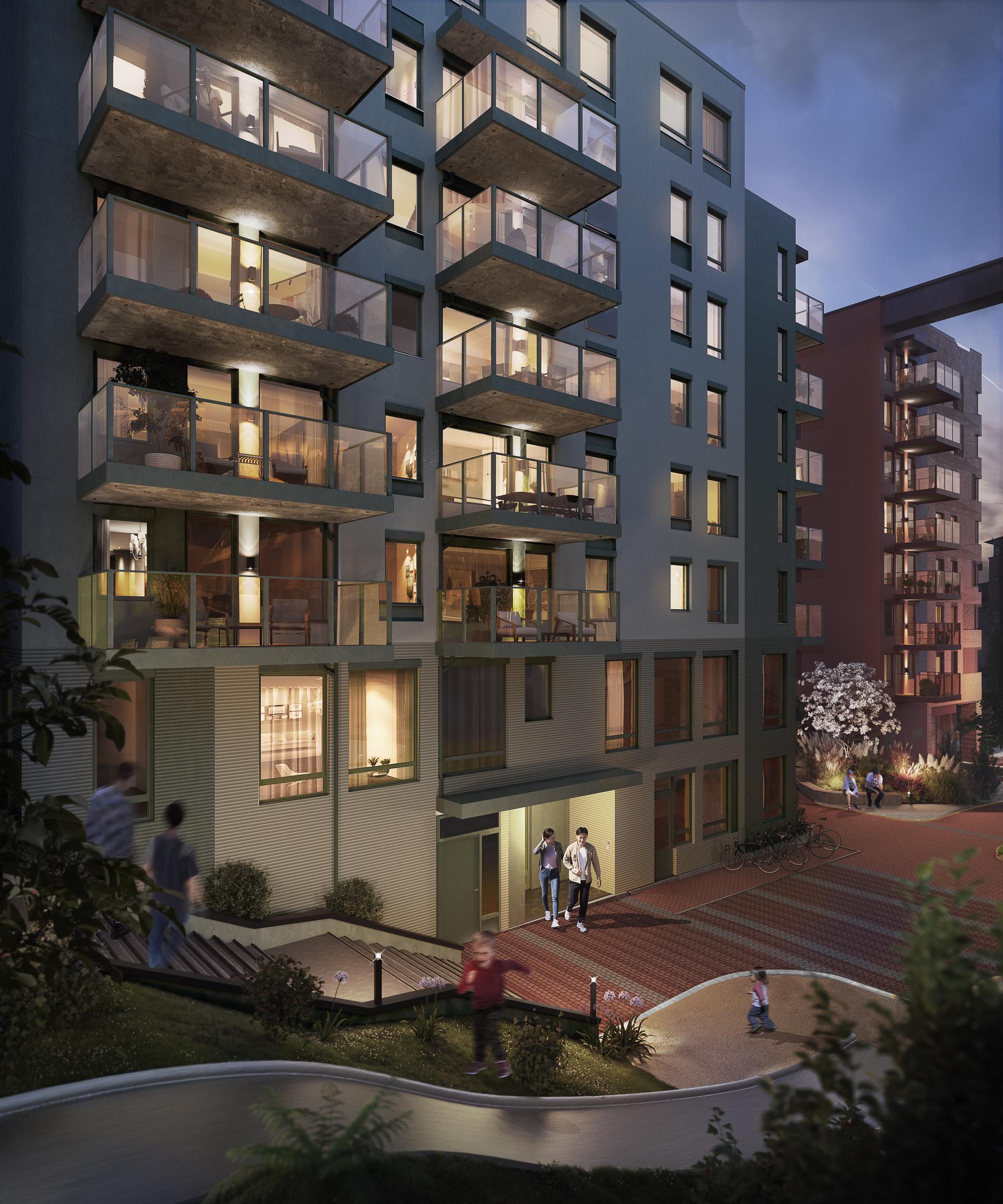 Grønvollkvartalet "by night". Bilde nummer 1 av 3