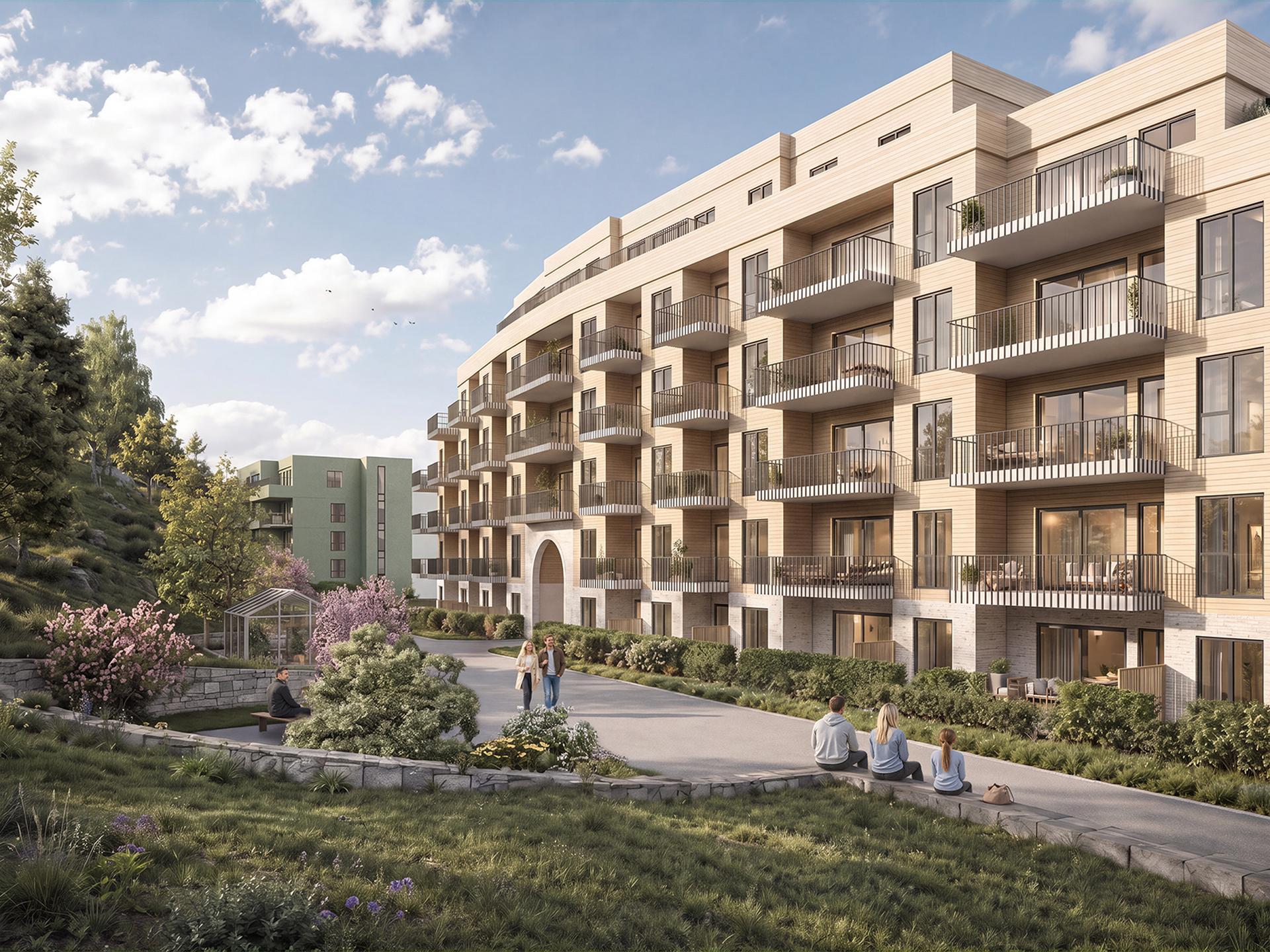 Lyse og moderne 2- til 4-romsleiligheter med gjennomtenkte planløsninger og størrelser fra 45,4 til 103,5 m2 BRA-i.. Bilde nummer 2 av 3