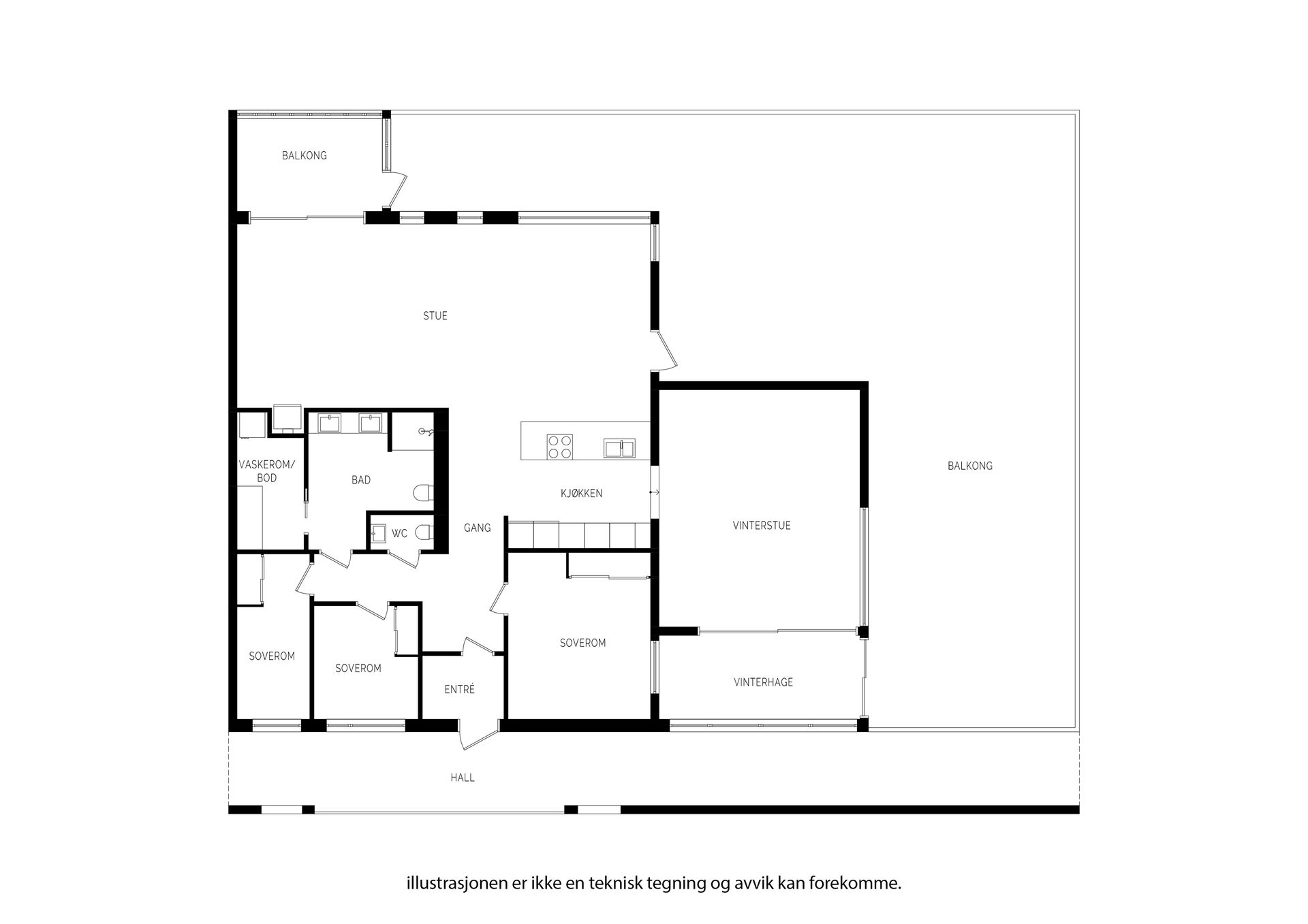 En sjeldent komplett planløsning m/2 wc, eget vaskerom, 2 stuer, 2 hagestuer, 3 soverom og herlig utsikt i alle retninger. Og så parkerer du på 2 garasjeplasser og har 2 boder nede i anlegget.. Bilde nummer 3 av 3