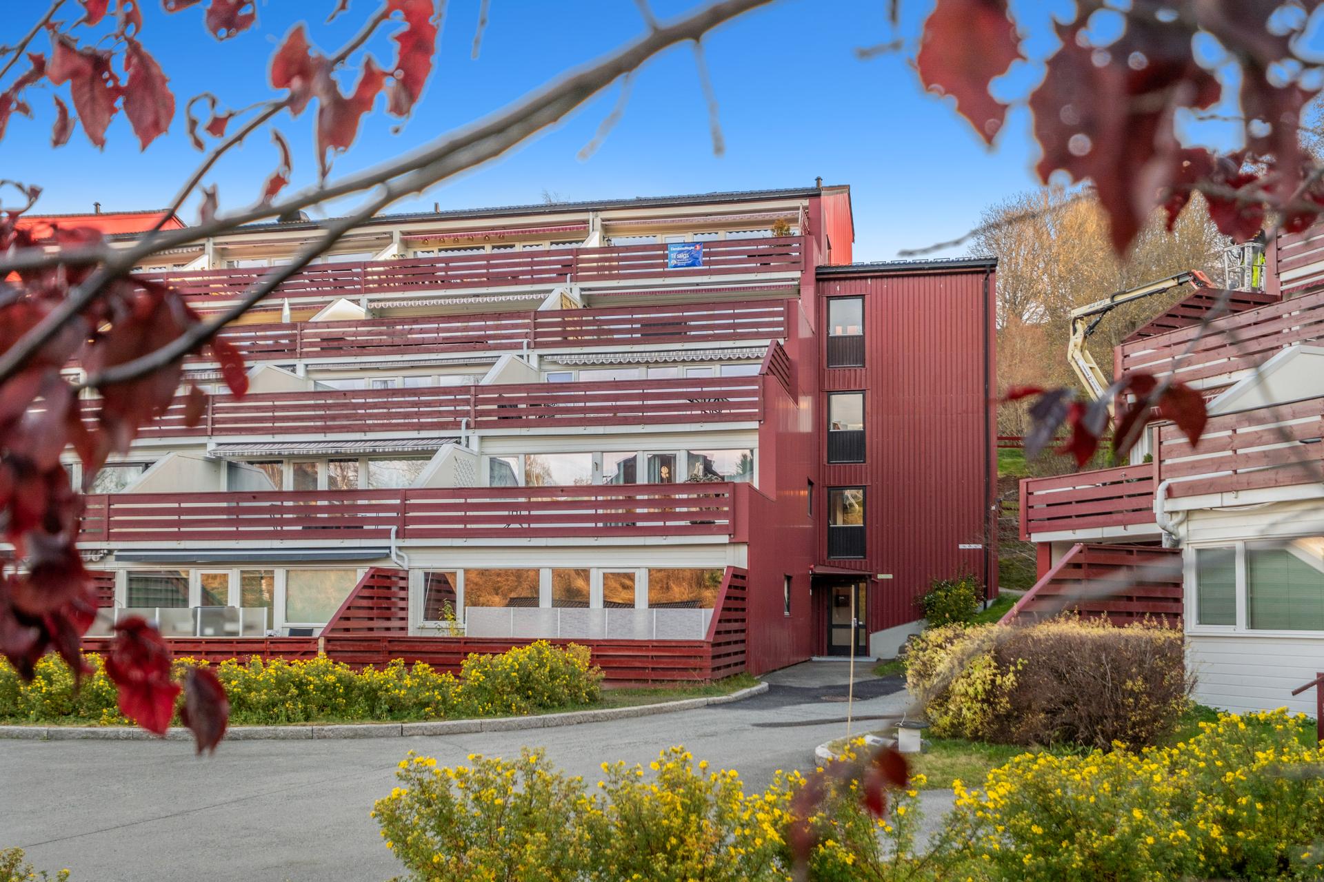 Boligen ligger fint til i byggets 1.etasje med direkte inngang fra bakkeplan.. Bilde nummer 2 av 3