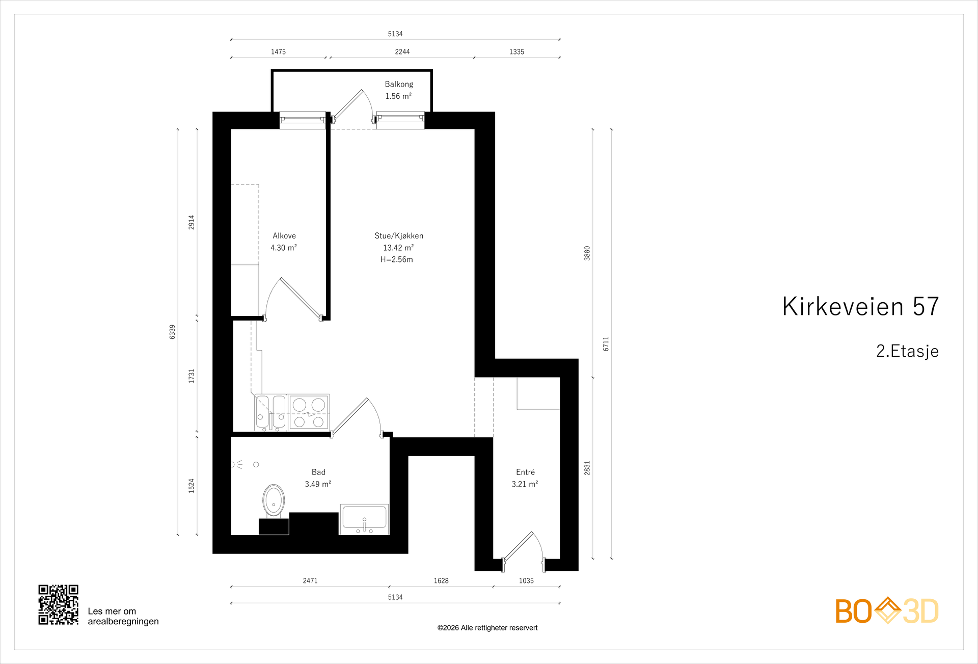 Plantegning av Kirkeveien 57-2.Etasje.. Bilde nummer 3 av 3