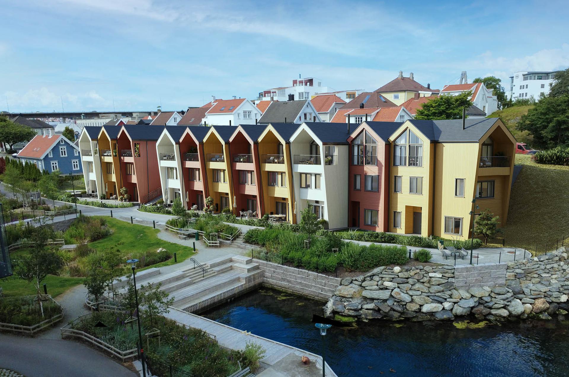 Sjøhusene - Midt i Stavanger Øst! 11 lekre rekkehus like ved sjøen. | Illustrasjon, avvik kan forekomme. . Bilde nummer 1 av 3