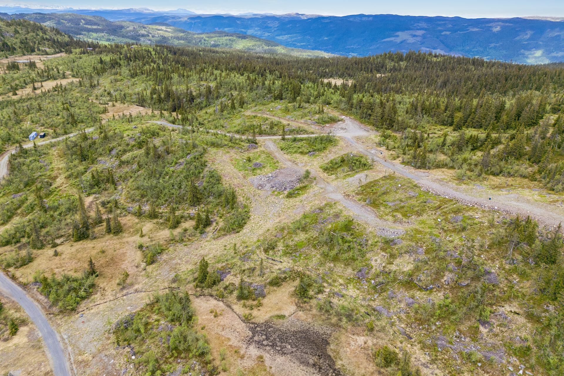 Høytliggende og vestvendt hyttetomt på 1 247,7 m² i skrånende terreng, beliggende 950 meter over havet.. Bilde nummer 2 av 3