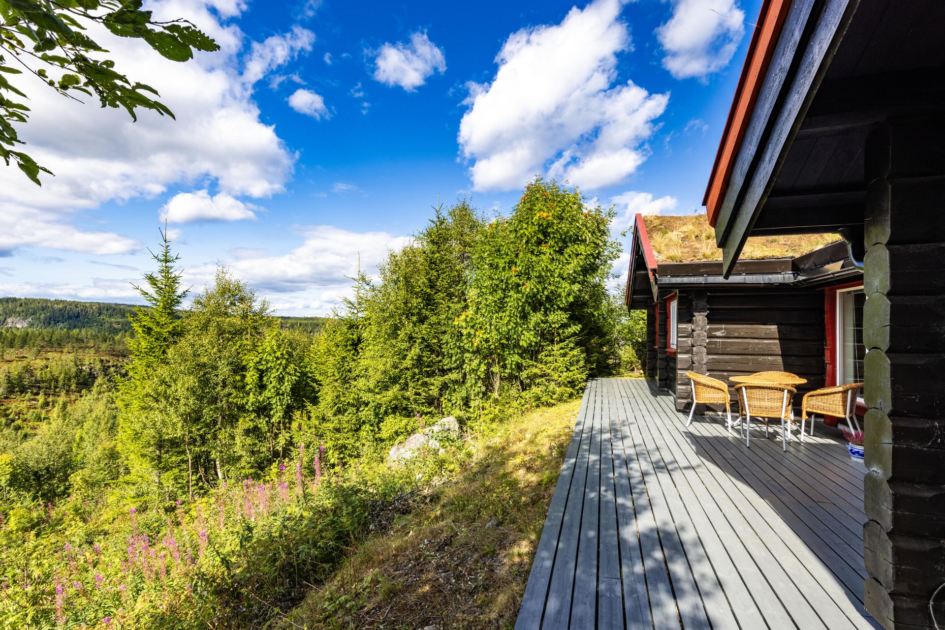 Stor, nordvendt markterrasse på ca. 40 m² med utgang fra spiseplassen.. Bilde nummer 3 av 3