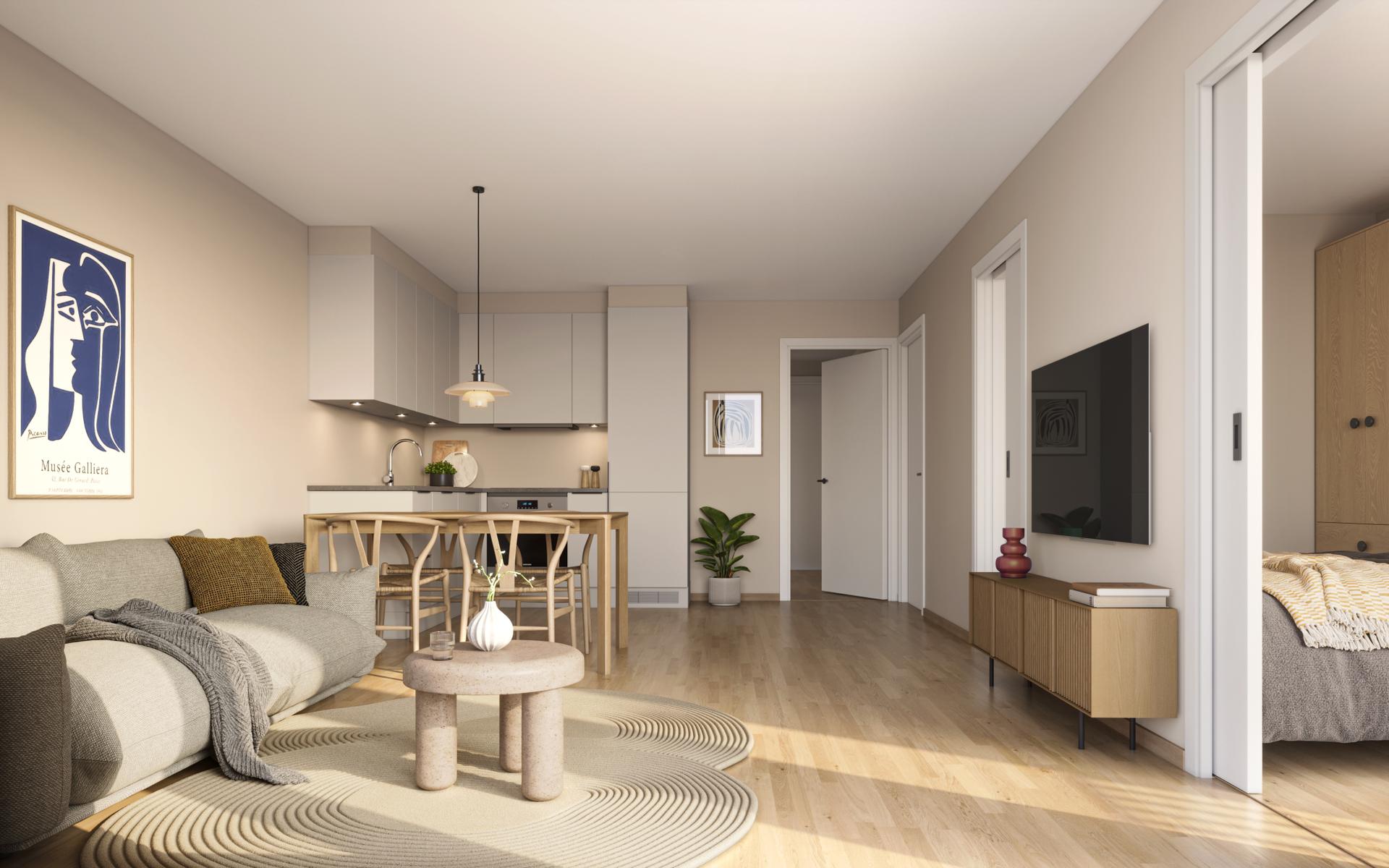 EiendomsMegler1 har gleden av å presentere en splitter ny og moderne 2-roms leilighet med attraktiv beliggenhet i boligprosjektet Varden. Illustrasjon, avvik kan forekomme. . Bilde nummer 1 av 3