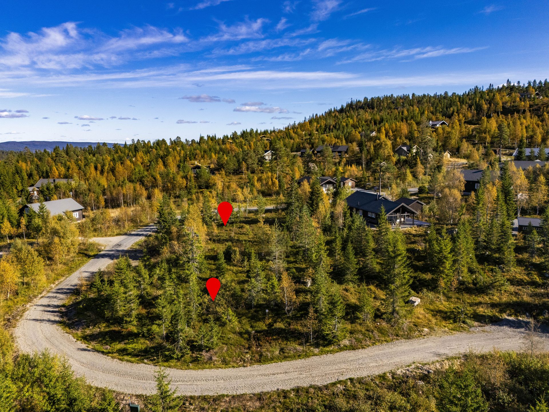 B feltet tomt nr 18 og 19. Tomt nr 19 øverst i bildet. Bilde nummer 2 av 3