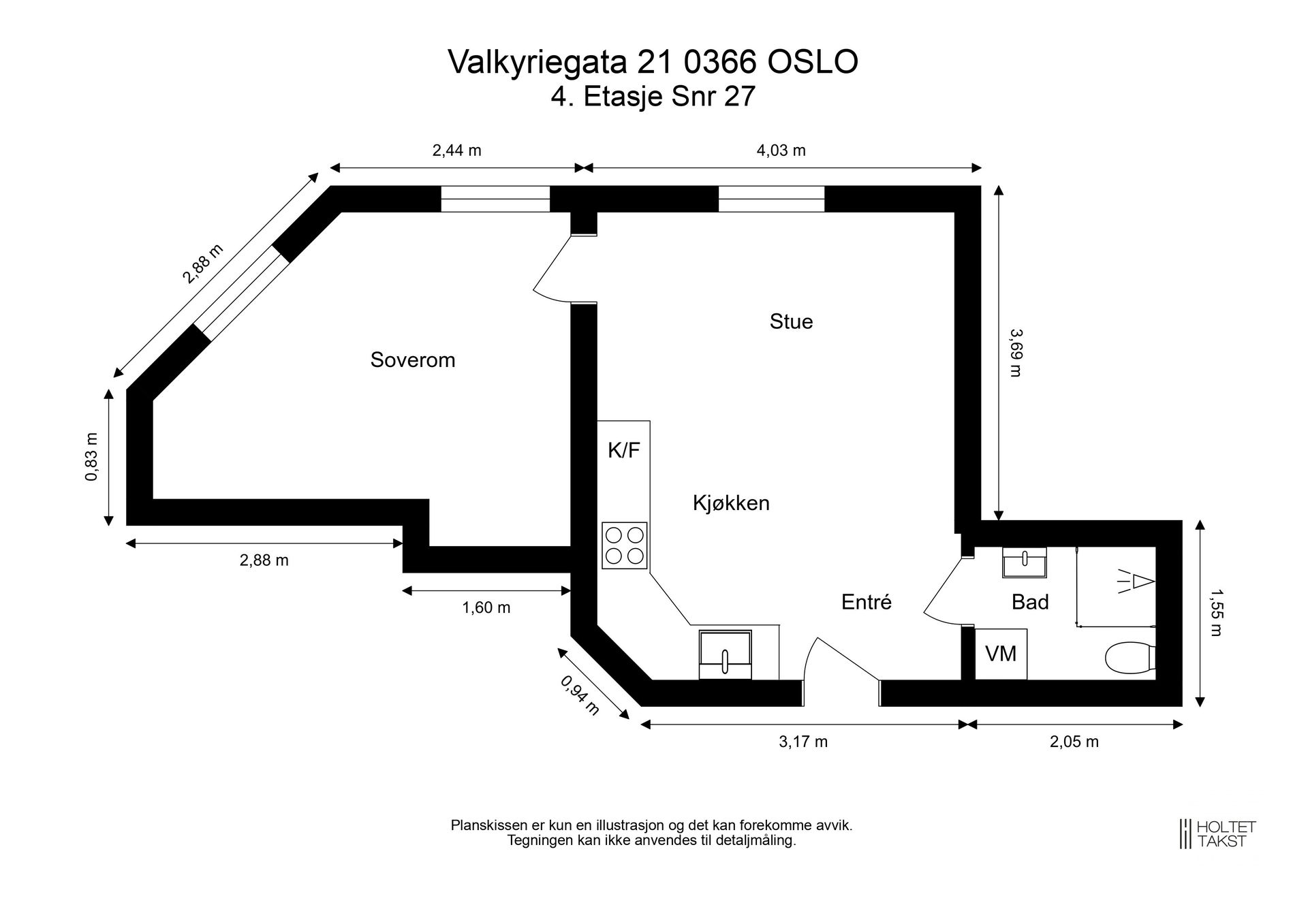 Leiligheten har en arealeffektiv planløsning med åpen stue- og kjøkkenløsning.. Bilde nummer 2 av 3