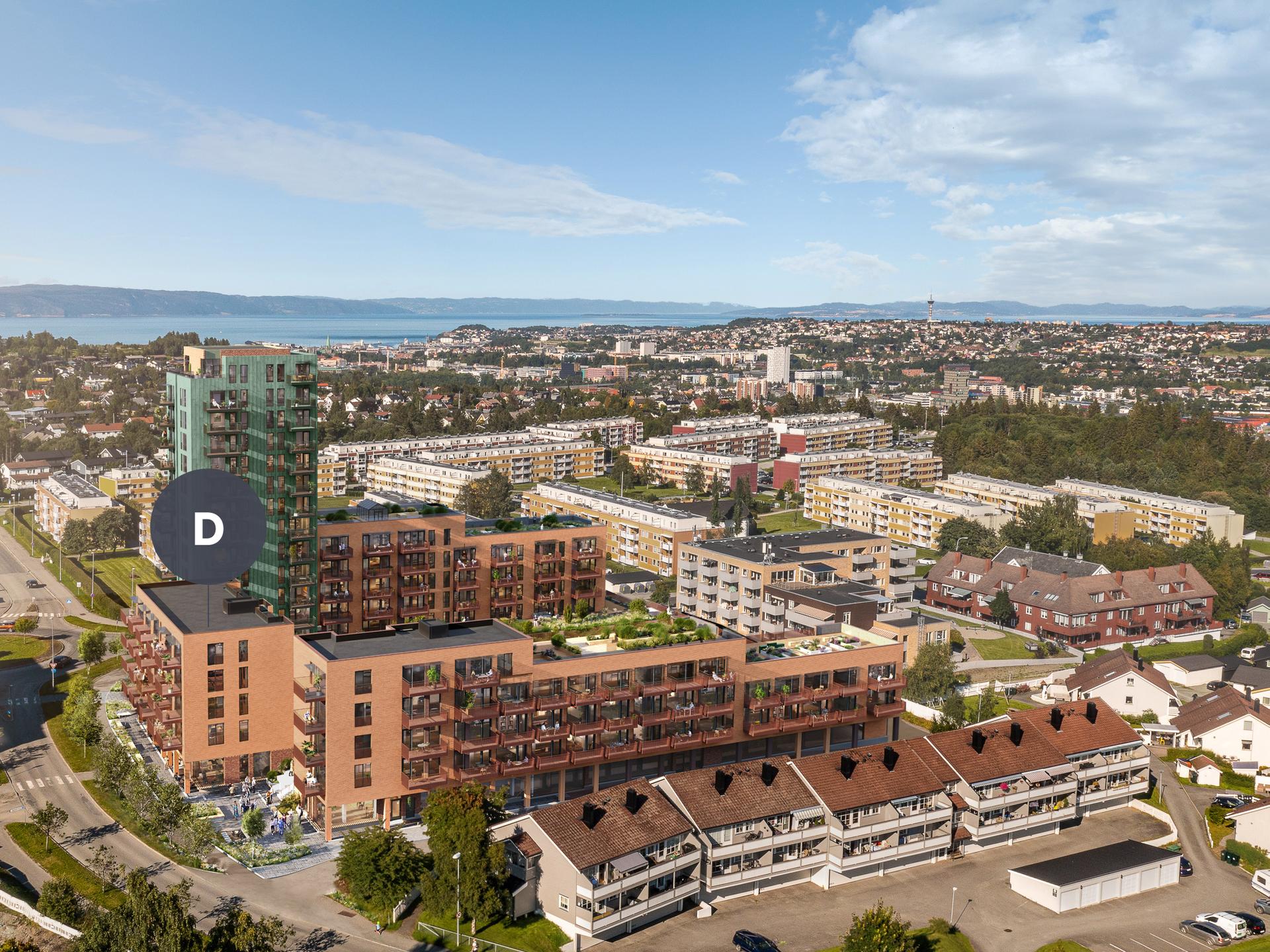 Velkommen til Varden, et nytt boligprosjekt med matbutikk og servicefasiliteter i 1. etasje. Illustrasjon, endringer vil forekomme. . Bilde nummer 1 av 3