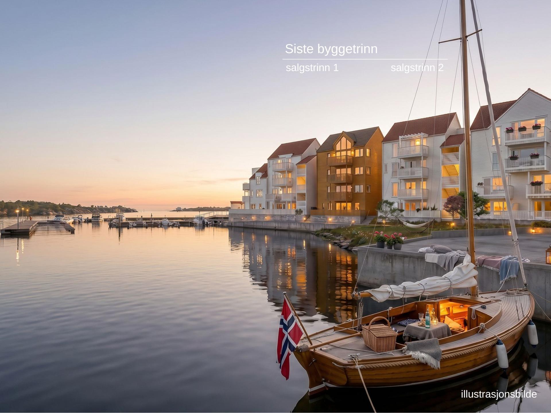 Alle leilighetene i trinn 5 ligger langs bryggepromenaden. Bilde nummer 3 av 3