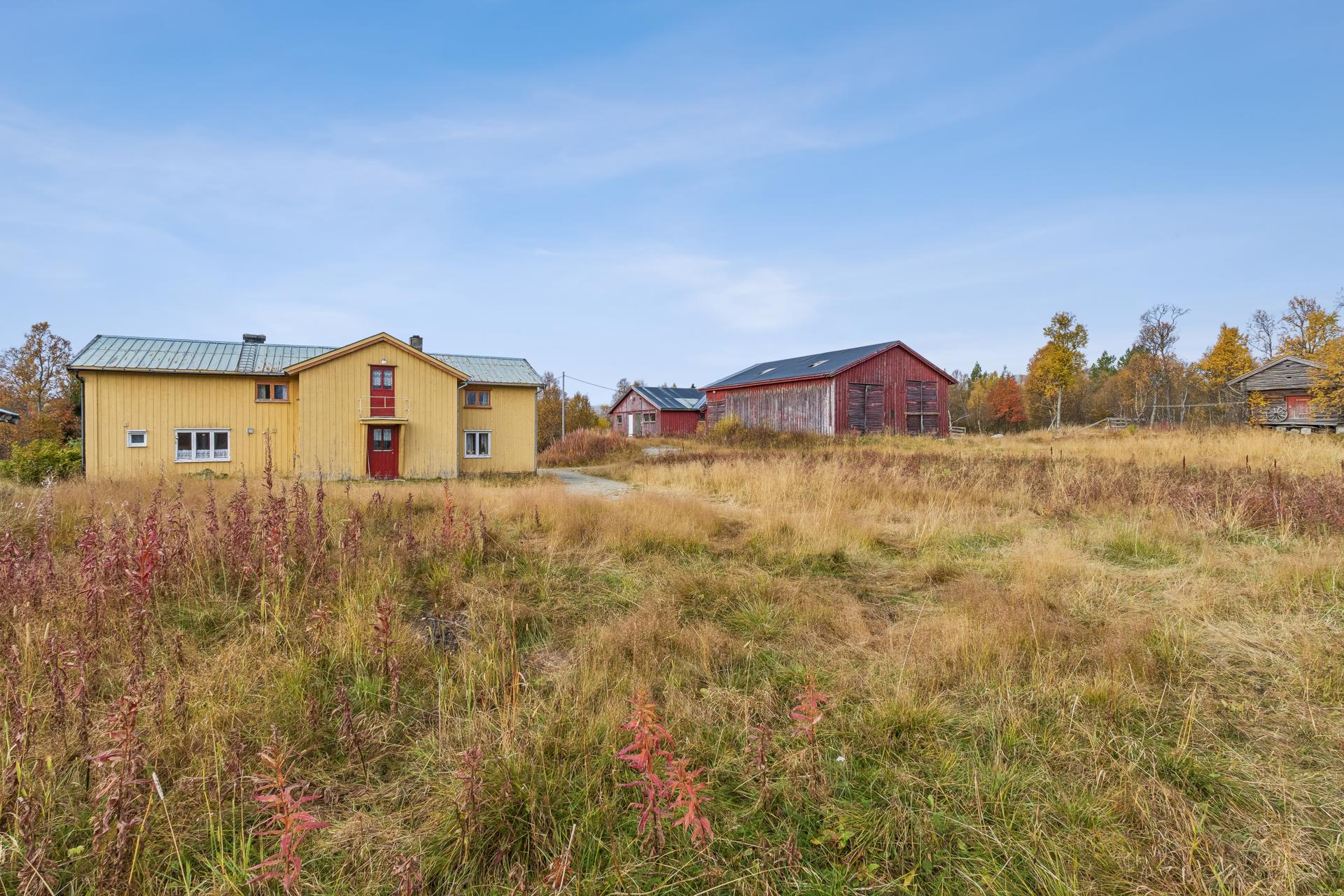 Tradisjonsrikt gårdsbruk i Øversjødalen med våningshus, romslige driftsbygninger og seter på Løvbekkvollen.. Bilde nummer 2 av 3