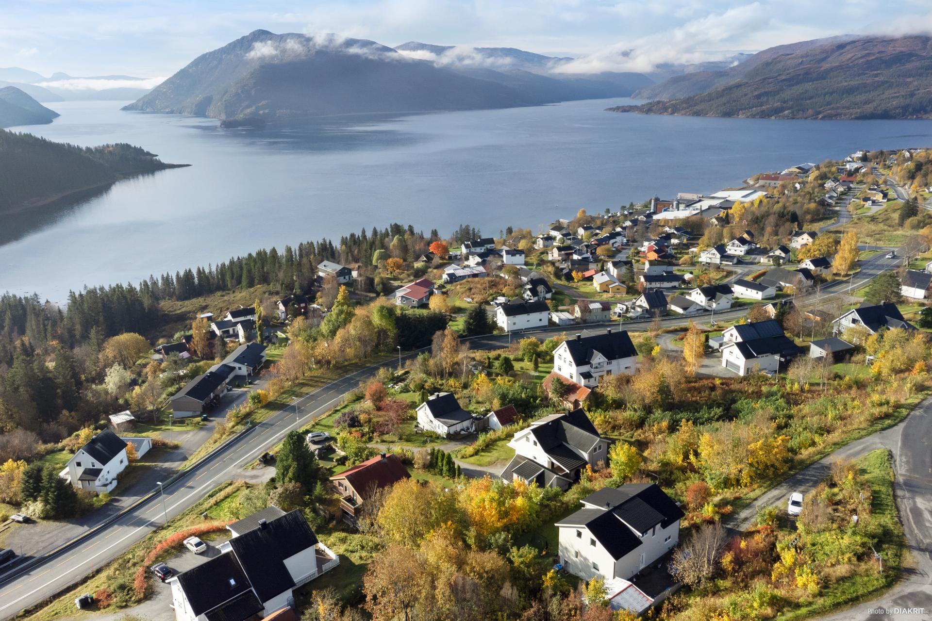 Frittstående enebolig over to plan med garasje, beliggende i naturskjønne omgivelser på Hemnesberget.. Bilde nummer 1 av 3