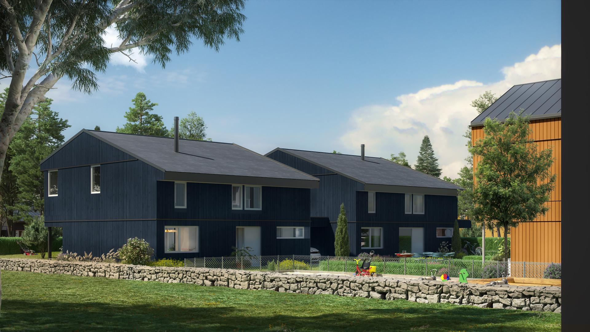 3D Enebolig 4 og 5 Prestholen 2 - Fasade nord øst.jpg. Bilde nummer 2 av 3