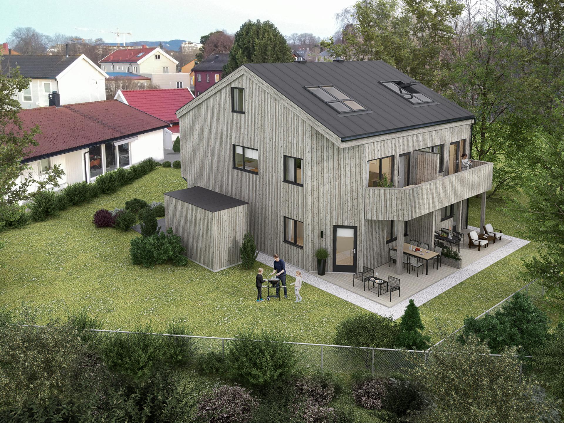 Byggingen er godt i gang, og vi har nå kun en bolig til salgs! Boligen har herlige og solrike uteområder og en praktisk utebod. Illustrasjon, avvik vil forekomme. . Bilde nummer 2 av 3