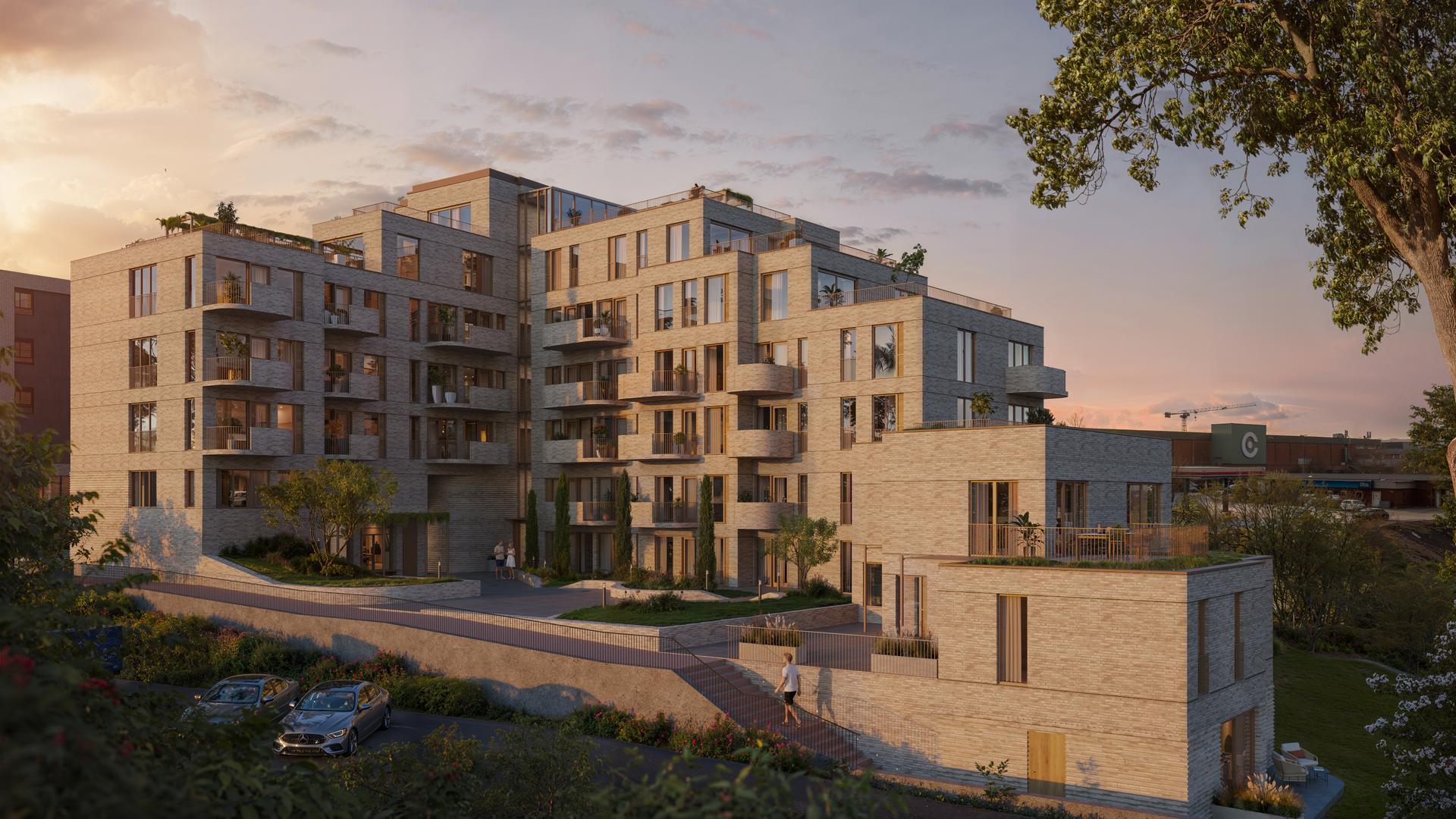 Velkommen til Lade Terrasse! Et prosjekt som skiller seg ut med flott arkitektur og gjennomtenkte materialvalg | Illustrasjonen vil avvike. Bilde nummer 1 av 3