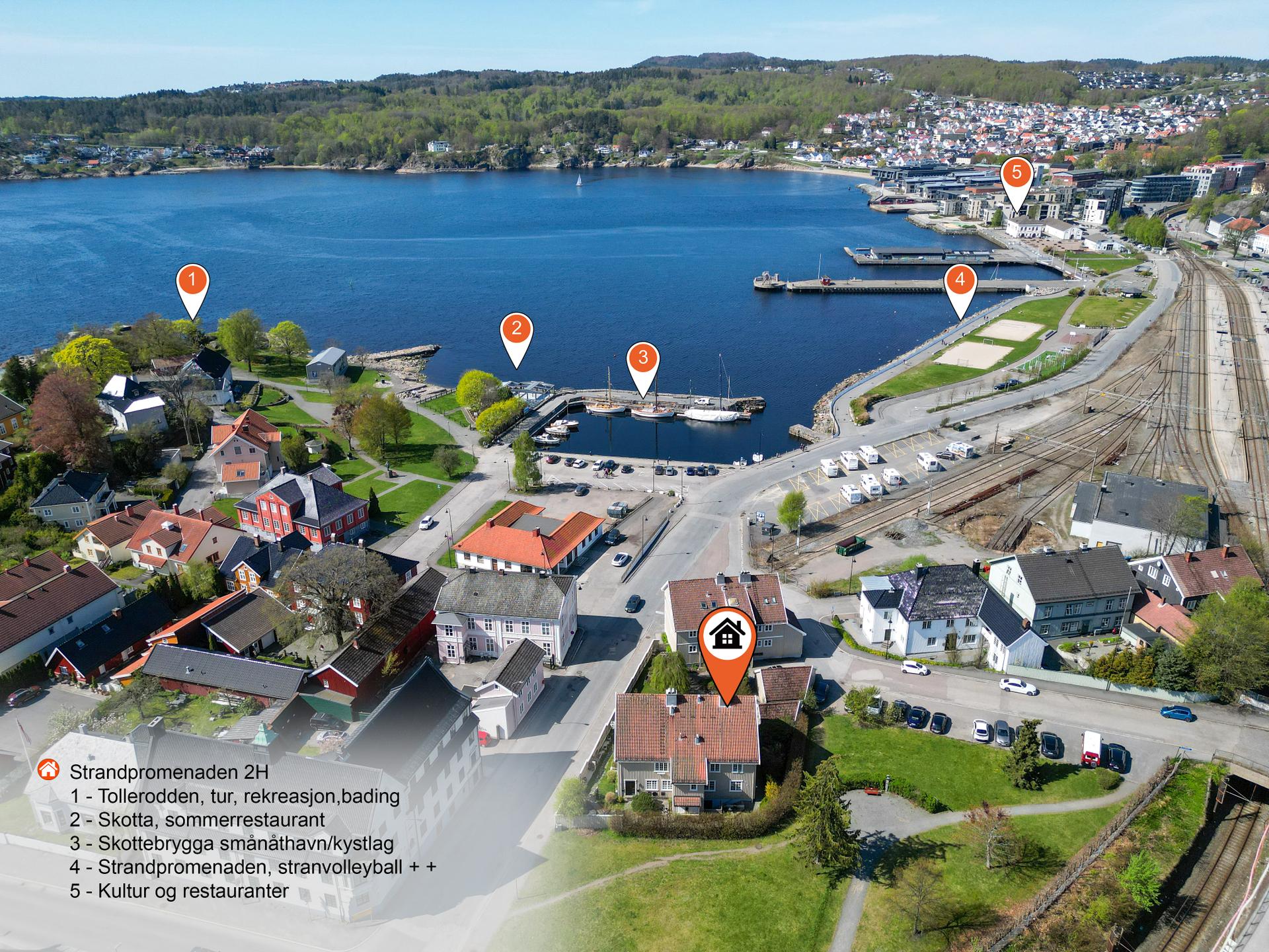 Beliggenhet på historiske Tollerodden med umiddelbar nærhet til sjøen og Strandpromenaden.. Bilde nummer 3 av 3