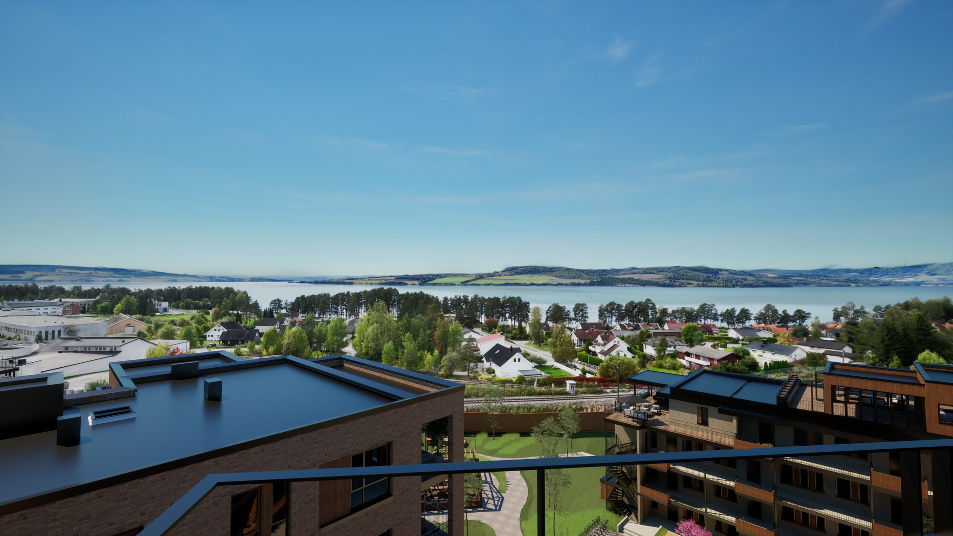 Illustrasjon hentet fra vårt nye visningsverktøy. Her sett fra leilighet B801. Illustrasjon, avvik forekommer.. Bilde nummer 2 av 3
