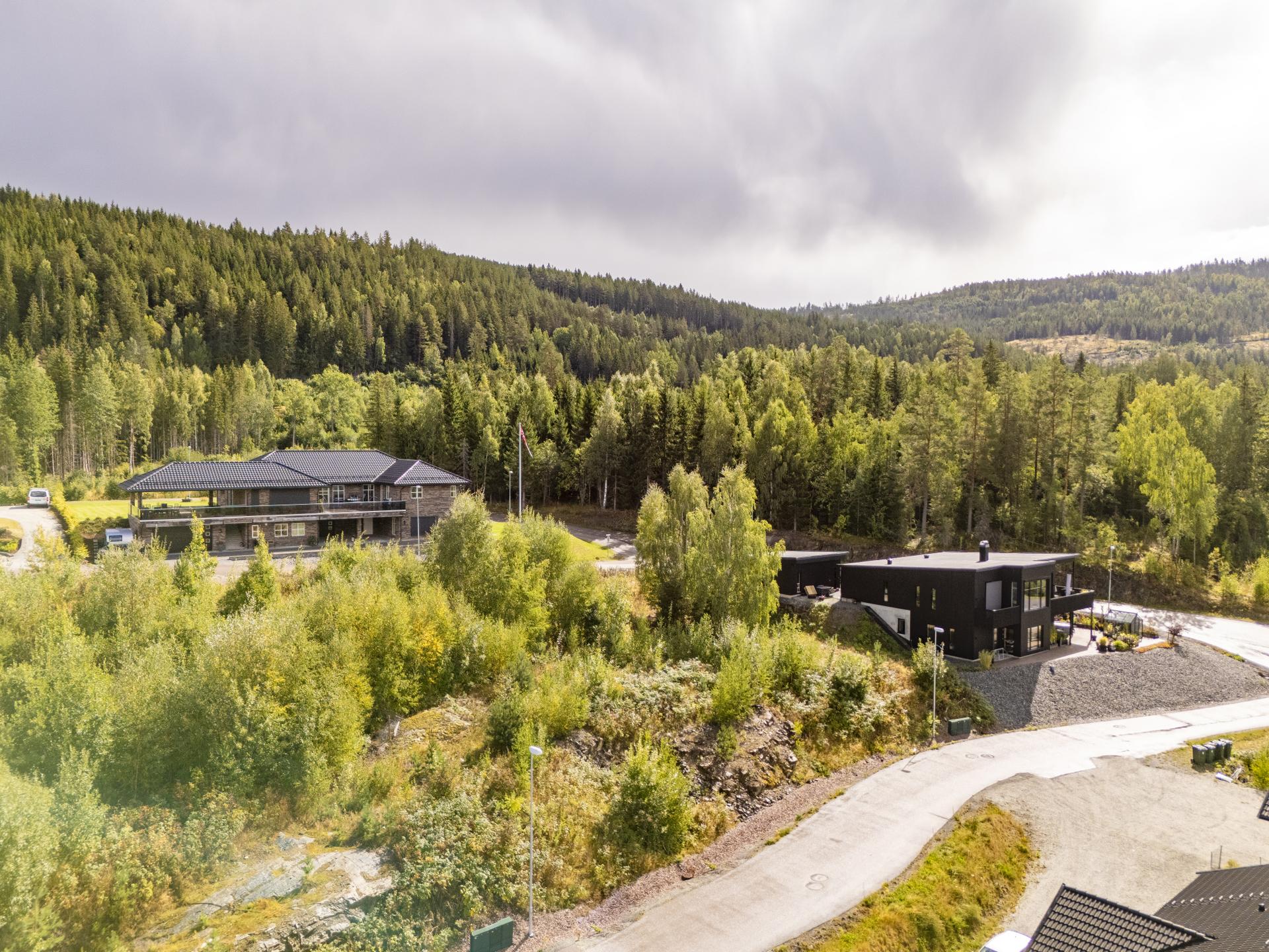Tomten har en rolig beliggenhet i vakre, naturnære omgivelser like utenfor Åmot sentrum.. Bilde nummer 3 av 3