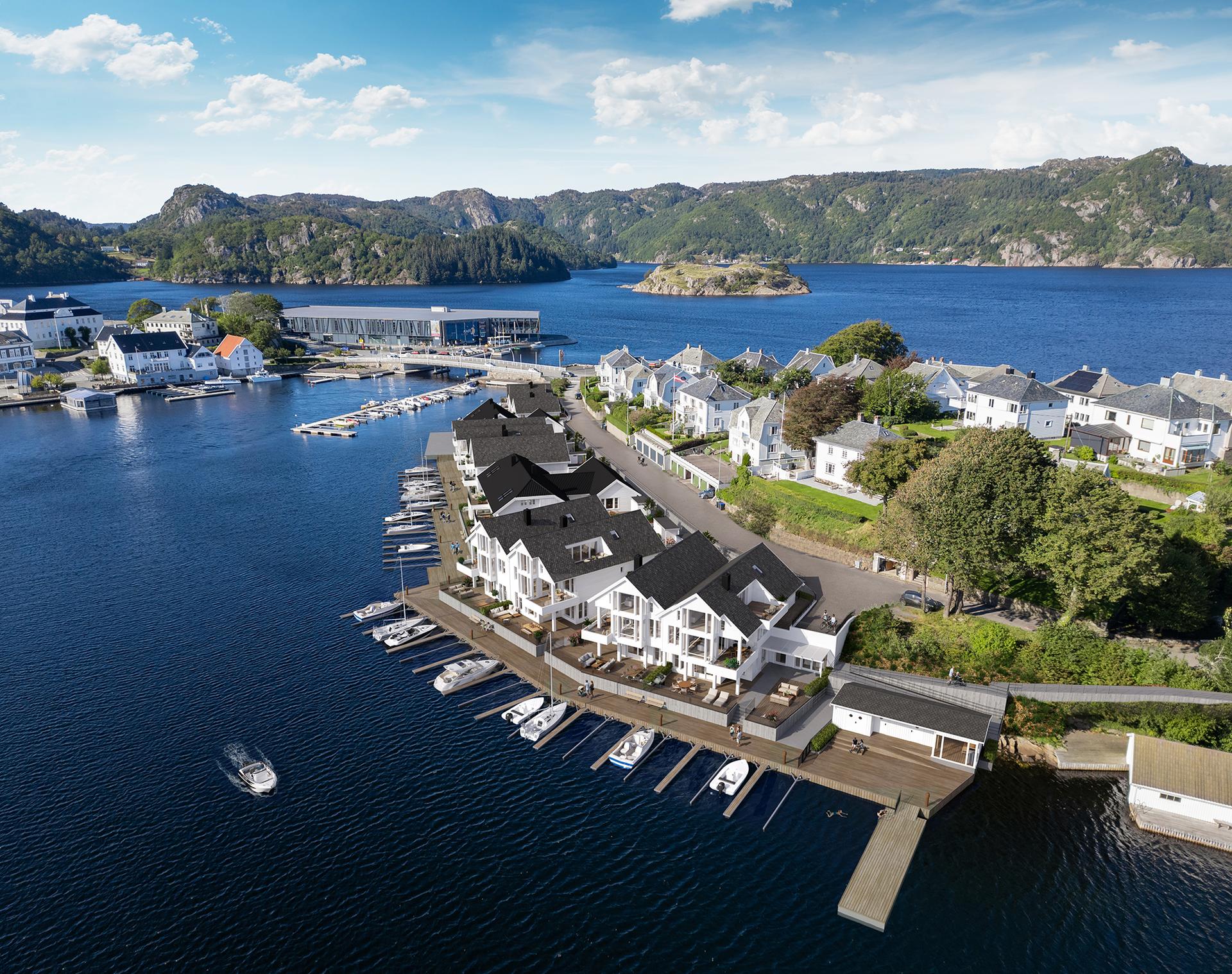 Småhusbebyggelse med mange flotte og moderne boliger skal realiseres på eiendommen - Illustrasjon . Bilde nummer 2 av 3