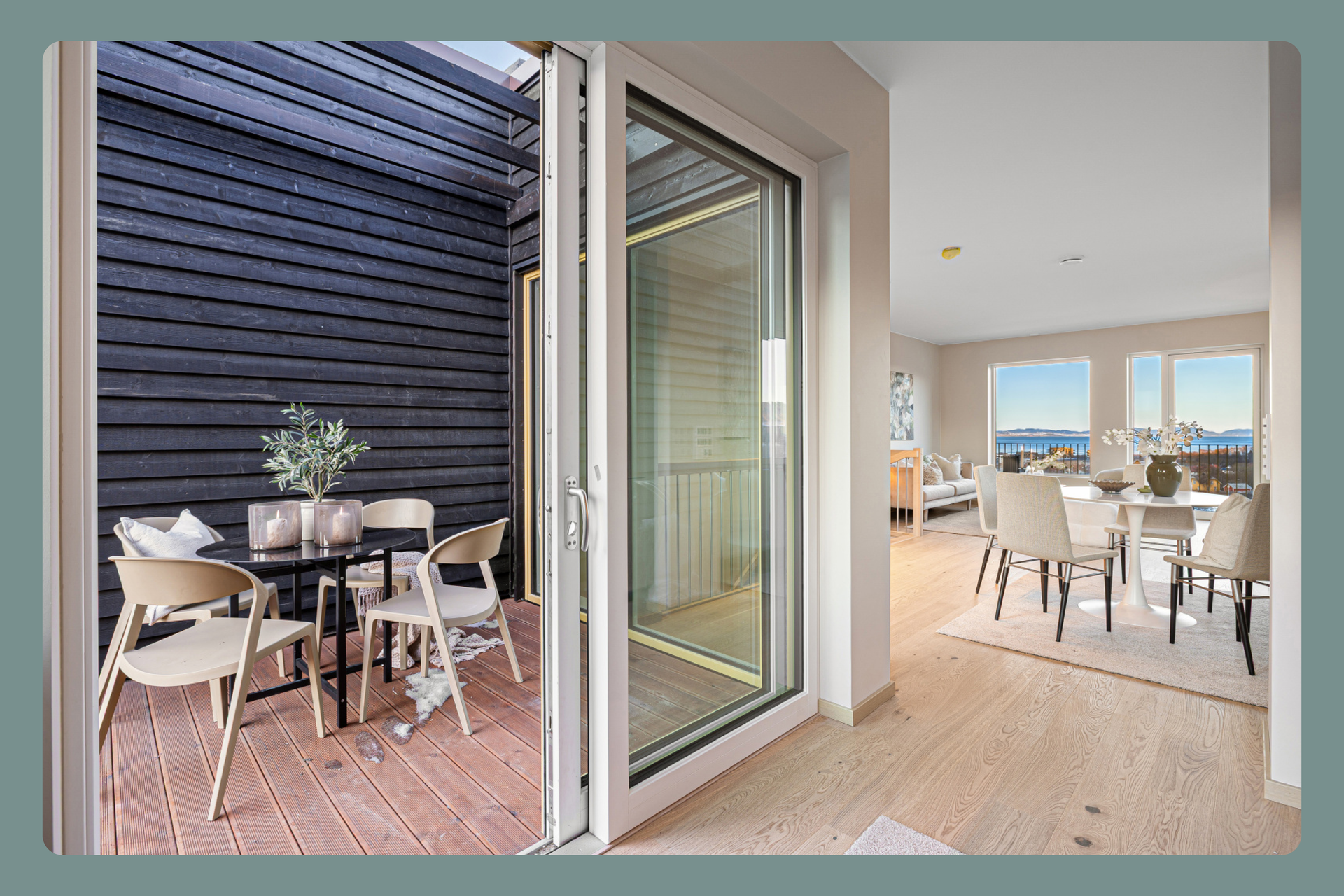 Direkte utgang fra kjøkken til takterrasse. Bildene er fra et annet rekkehus, med lik planløsning. . Bilde nummer 1 av 3
