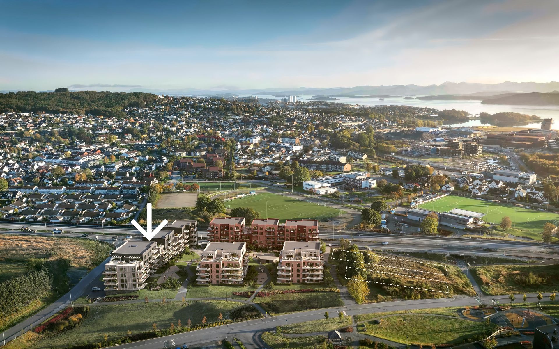Jåtunparken - Sentralt på Hinna skal det bygges 50 leiligheter i trinn 1 i størrelser fra 42 - 105m2. Bilde nummer 1 av 3