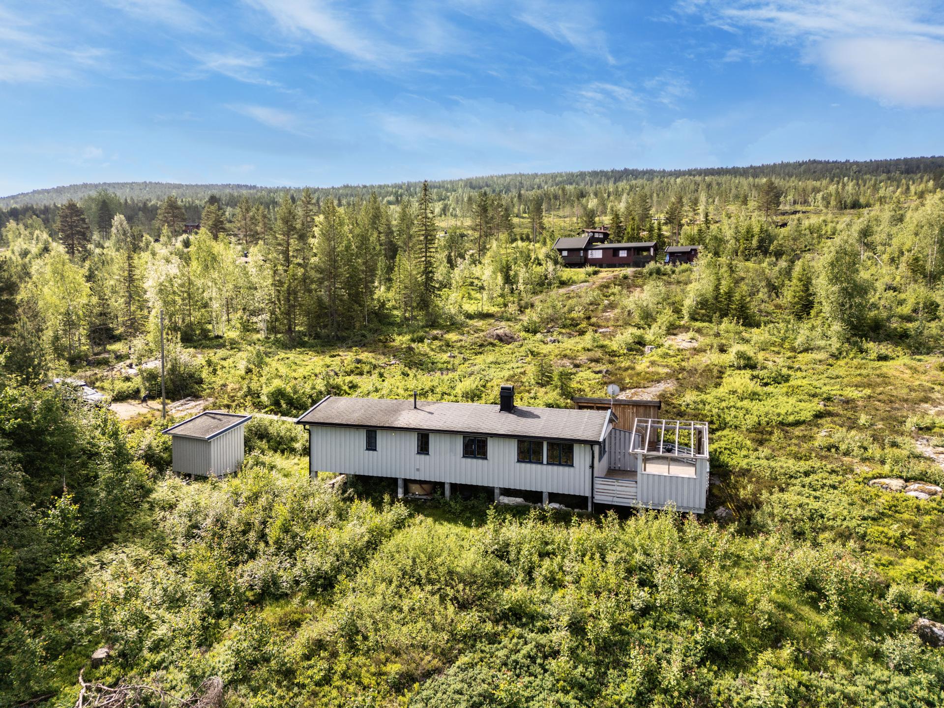 Hytta ligger usjenert til i I Lauvlia med  utsikt til fjorden og området . Bilde nummer 2 av 3