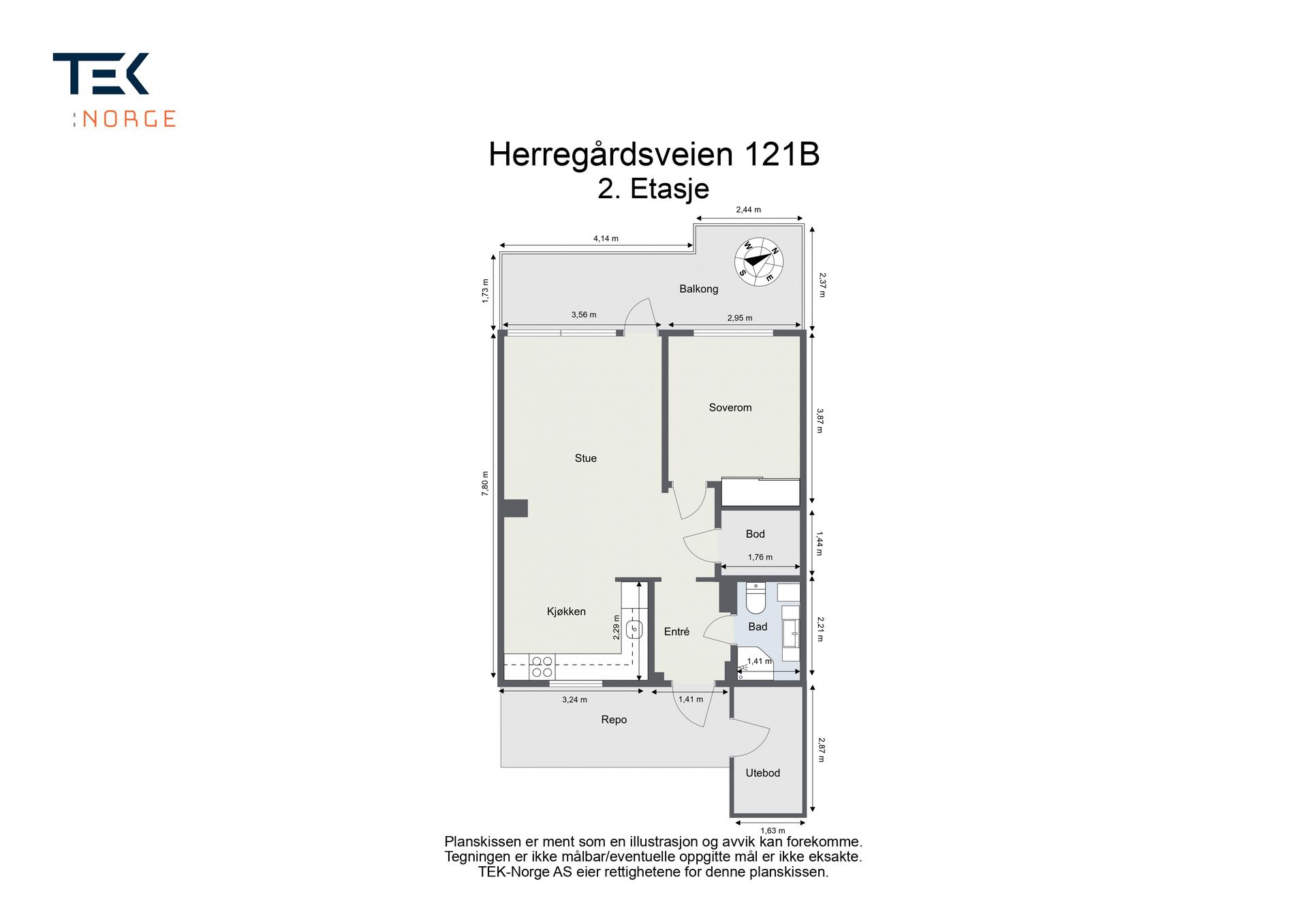 Plantegning | Herregårdsveien 121B. Bilde nummer 3 av 3