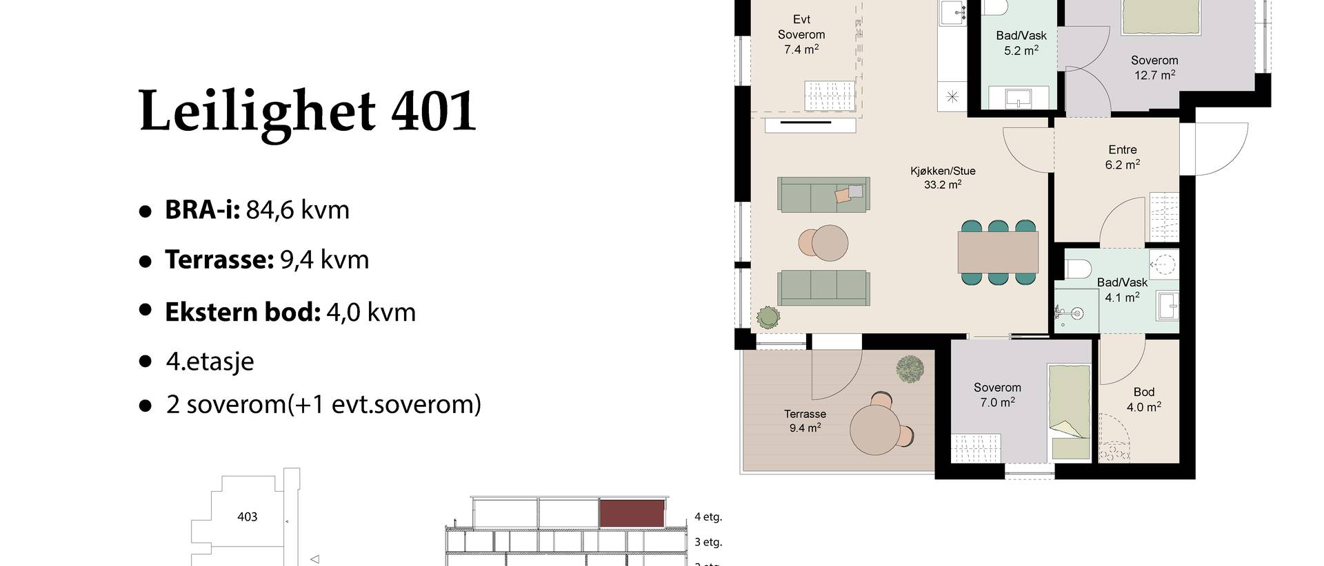 Apartment in Bryne, Håland, Line - Bilde 5
